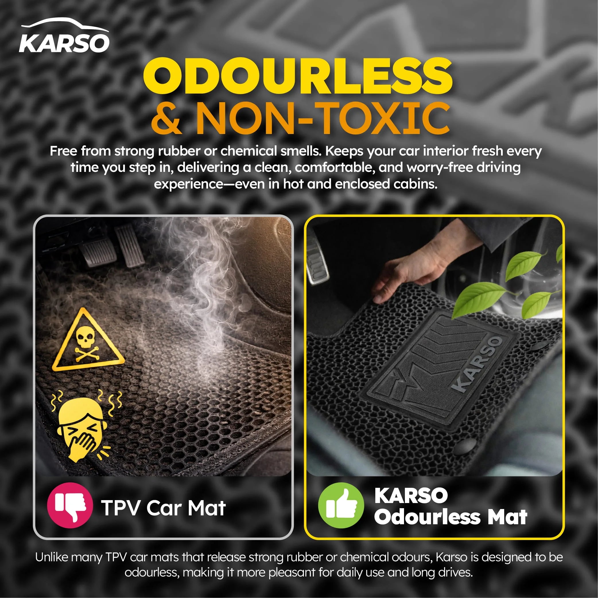 Odourless, non-toxic Karso car mat